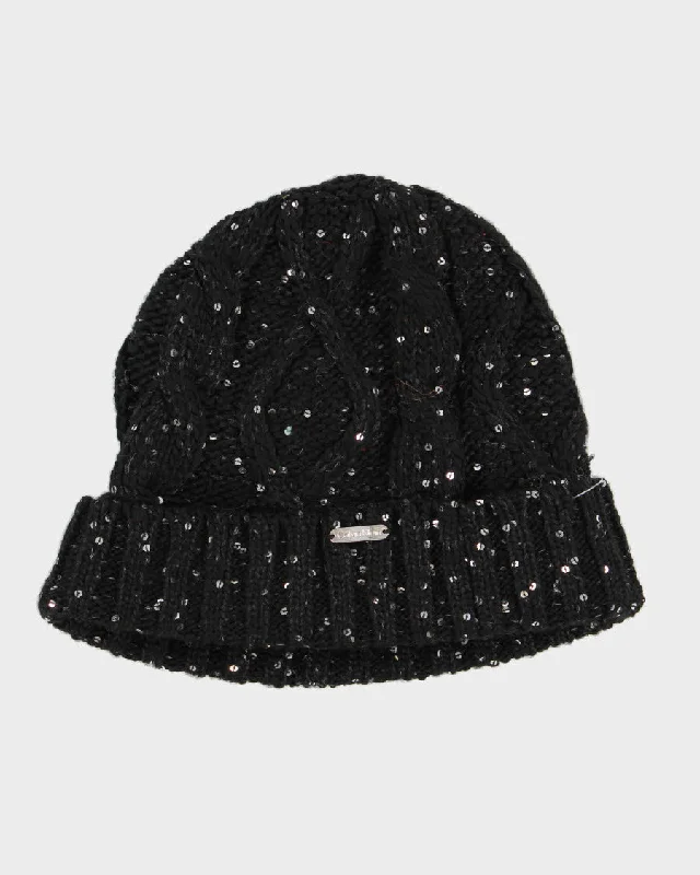 Unisex Black Calvin Klein Sparkly Beanie Calvin Klein pajama sets