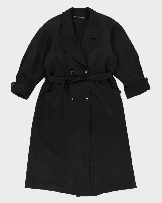 Womens Black Shiff Long Lined Trench Coat - M Bamboo pajama sets