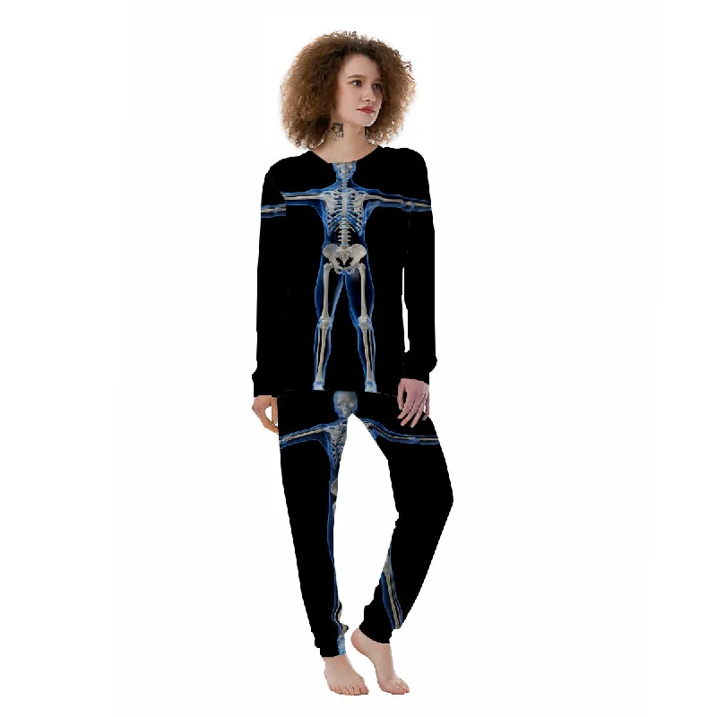 X-Ray Human Skeleton Print Women's Pajamas Flannel pajama sets