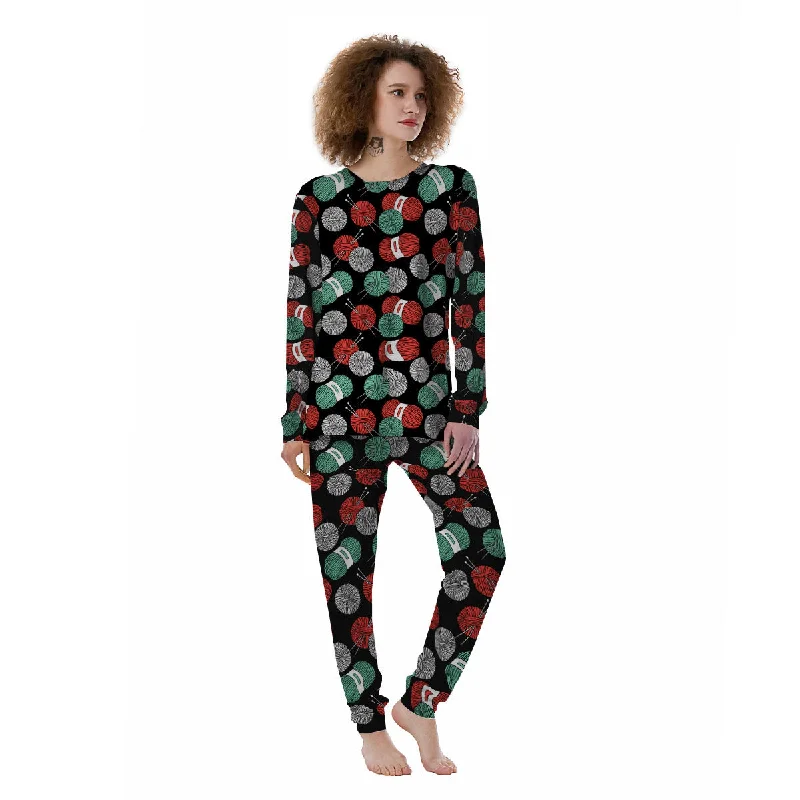 Yarn Knitting Print Pattern Women's Pajamas Trendy pajama sets for women