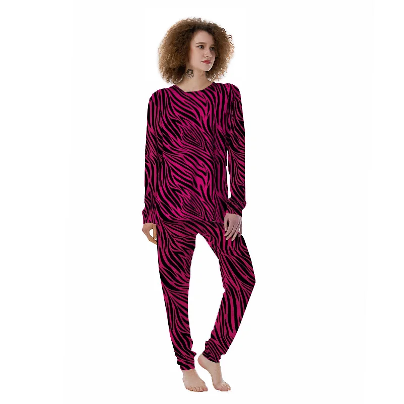 Zebra Hot Pink Print Pattern Women's Pajamas Affordable pajama sets