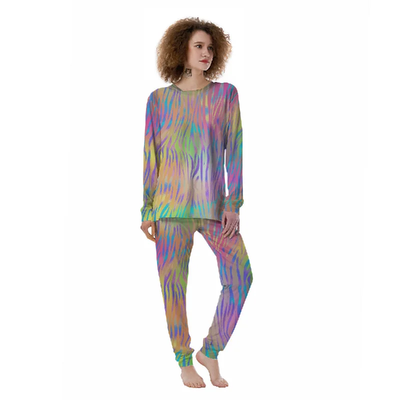 Zebra Pastel Print Pattern Women's Pajamas Travel pajama sets