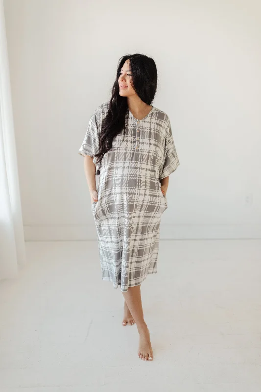 Silver Plaid  | CAFTAN Silk Robe Set