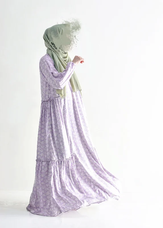 Stella Modest Dress - Lilac Cozy Cotton Gown