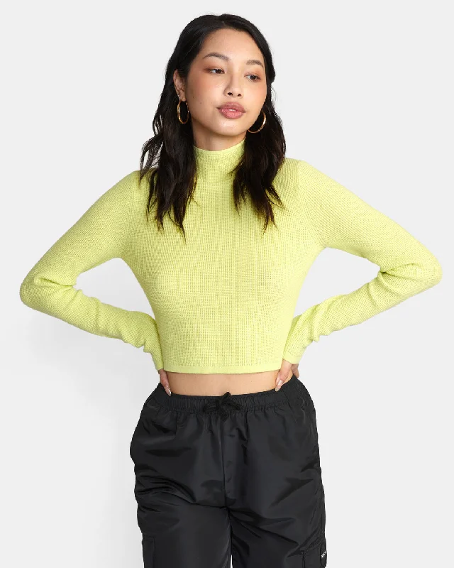 Après Sweater Long Sleeve Crop Top - Lime Yellow Soft-touch sweaters