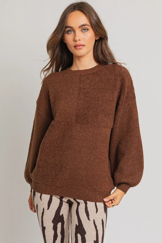 Brown Textured Checker Sweater Eco-friendly sweaters