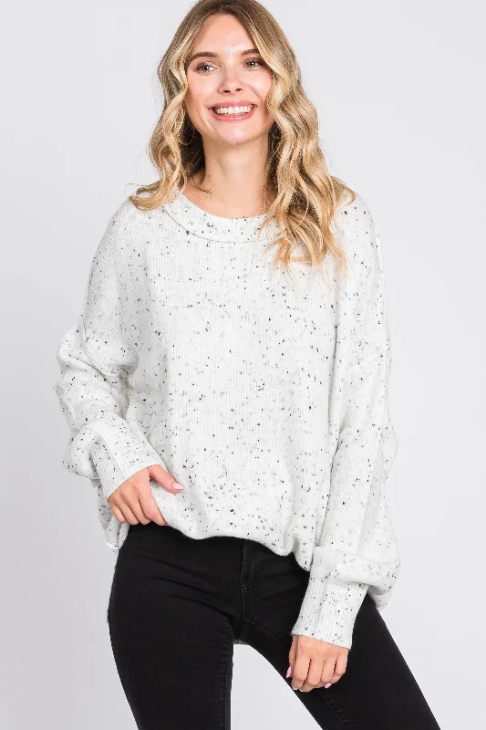 Ivory Speckled Knit Sweater Cozy knit sweaters for winter