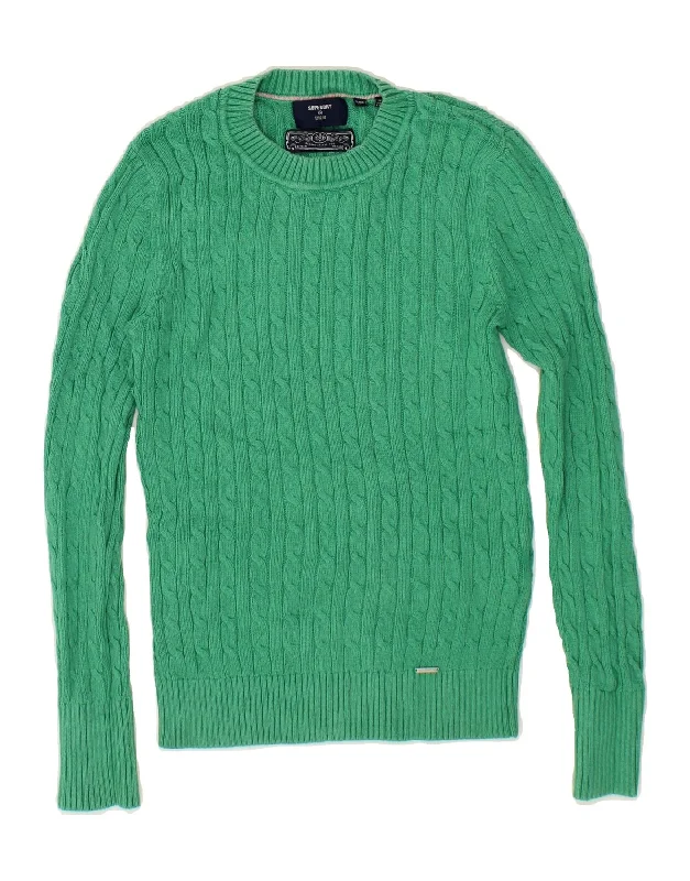 SUPERDRY Womens Crew Neck Jumper Sweater UK 8 Small  Green Cotton Boho-style sweaters