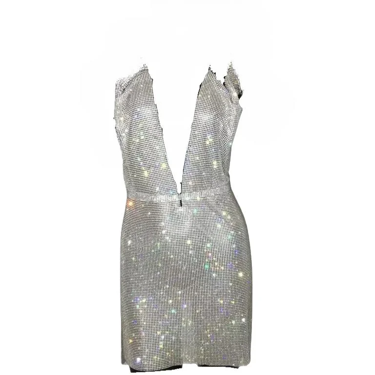 KOKO Silver Crystal Diamante Mini Dress Comfortable mini dresses for everyday wear