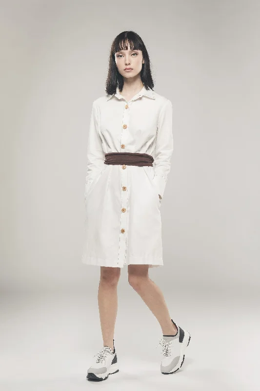 Structured Shirt Dress in White Fall mini dresses