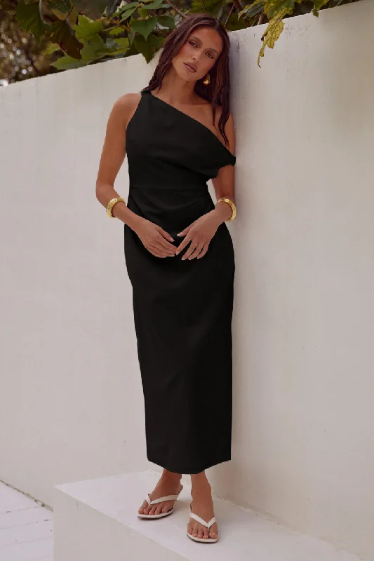 Jasmin Midi Dress - Black Lightweight midi dresses for hot weather