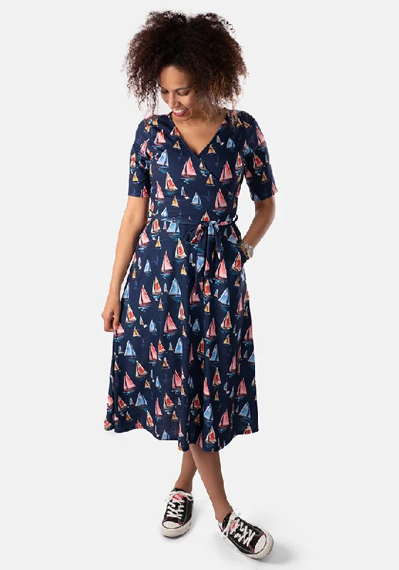 Karina Sailing Boat Print Midi Dress Budget-friendly midi dresses