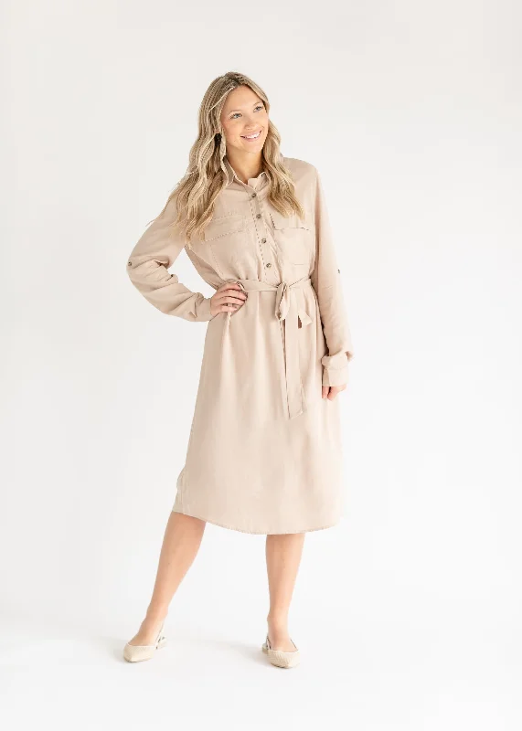 Kimberly Belted Midi Shirt Dress - FINAL SALE Flattering midi dresses for all body types