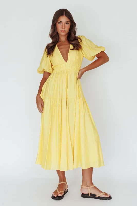 Summer Land V-Neckline Midi Dress Butter Flattering midi dresses for all body types