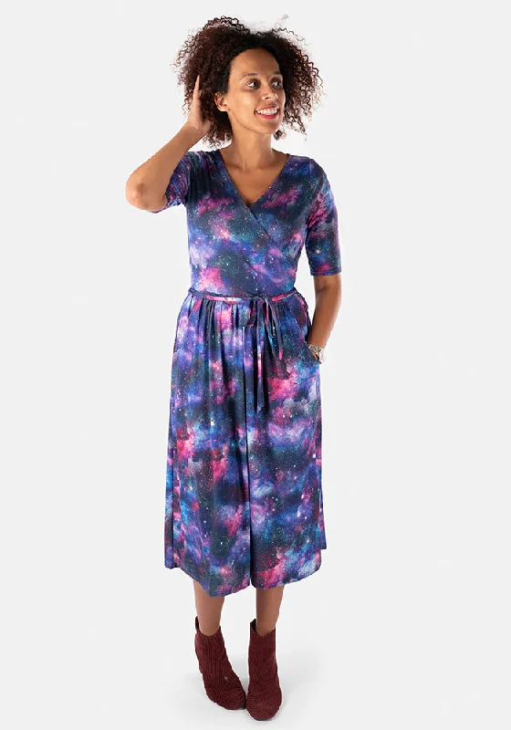 Themis Galaxy Print Midi Dress Minimalist midi dresses