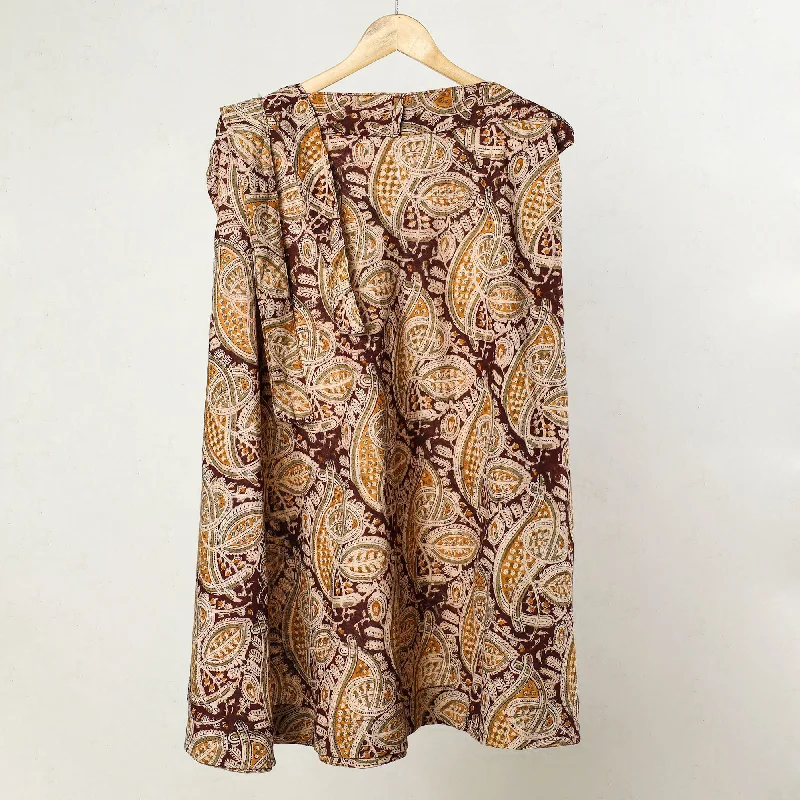 Brown - Kalamkari Block Printed Cotton Wrap Around Skirt 20 Tulle unclassified skirts