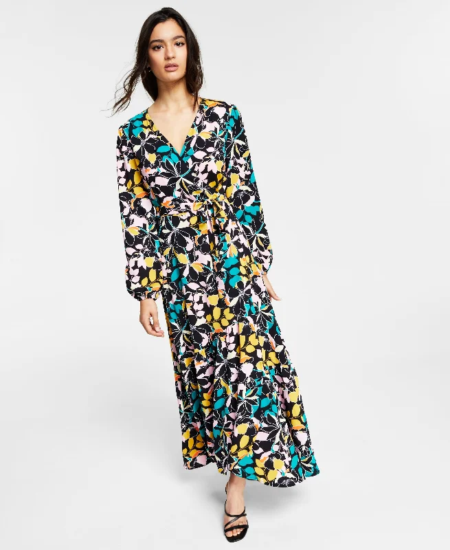 Bar III Floral Print Wrap Style Maxi Dress New Year's Eve maxi dresses