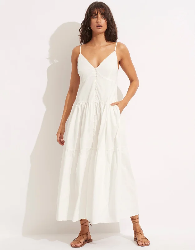 Poplin Maxi Dress - White Designer maxi dresses