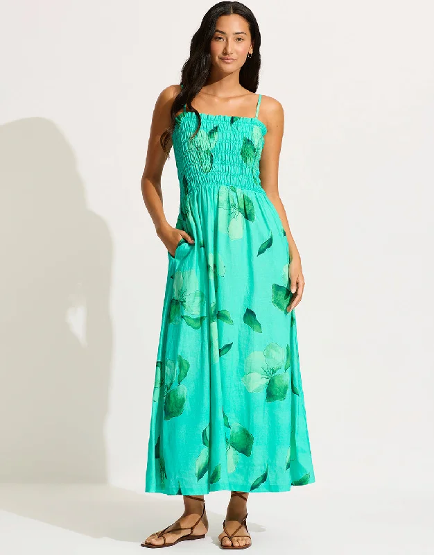 Secret Garden Shirred Maxi Dress - Jade Trendy maxi dresses under $50