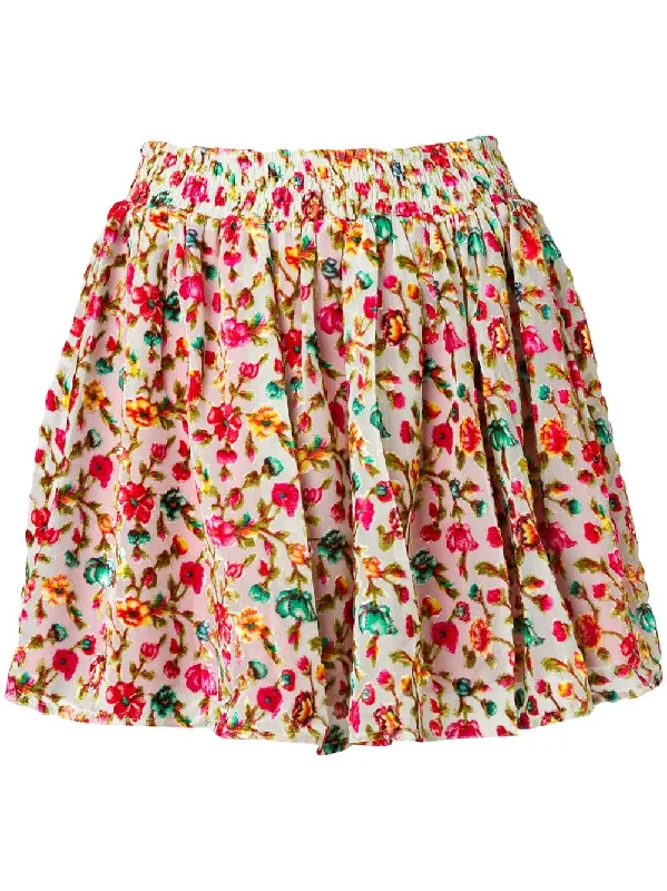 floral print short skirt Button-front Mini Skirt