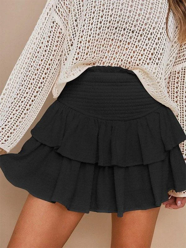 Smock Tiered Ruffle Mini Skirt Mini Skirt Chic