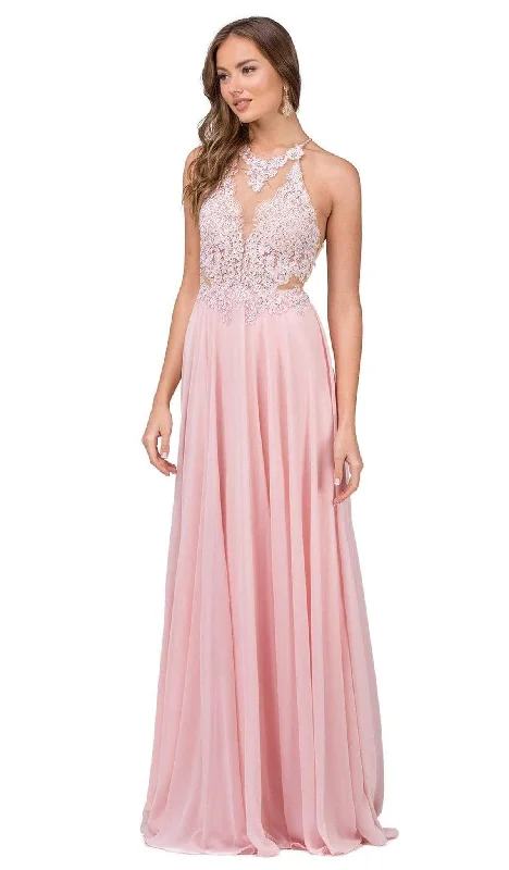 Dancing Queen - 2015 Lace Embellished Illusion Bodice Chiffon Gown Summer party dresses