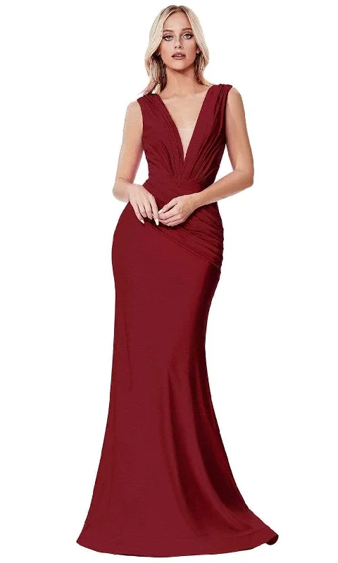 Ladivine CD912 - Ruched V-Neck Evening Dress Birthday party dresses