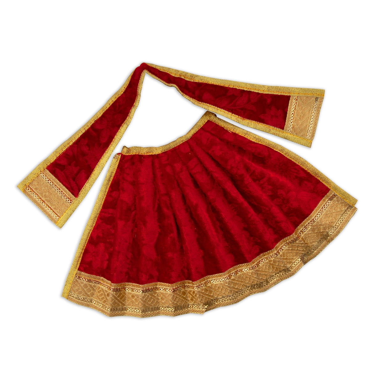 Amman Pavadai - 7 x 13 Inches | Velvet with Jari Border Lehenga Patka/ Mata Dress for Deity/ Assorted Colour Dark color unclassified dresses