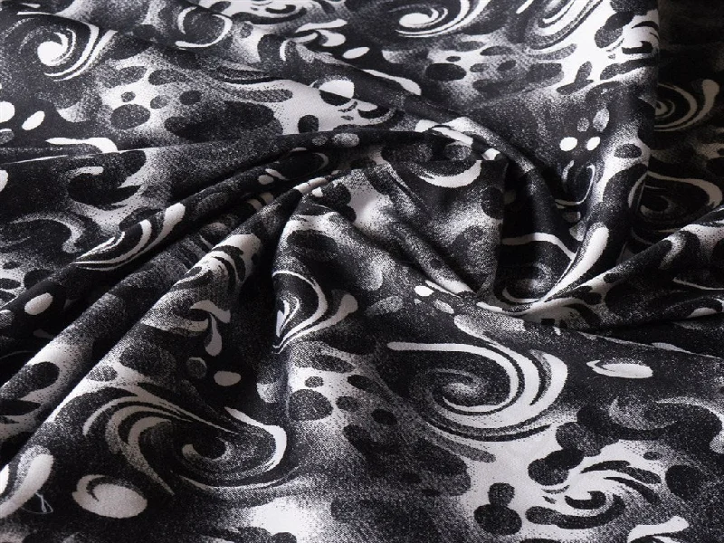 Black White Abstract Cotton Lycra Fabric Ruffled unclassified dresses