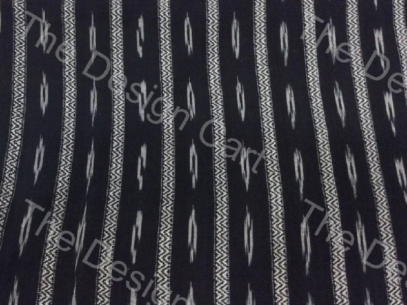 Black White Bordered Stripes Design Cotton Ikat Fabric Budget-friendly unclassified dresses