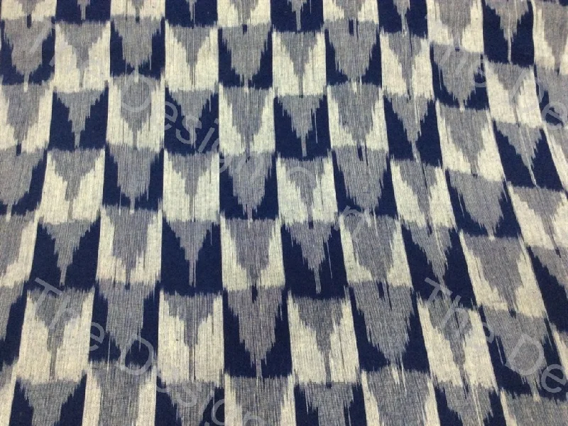 Blue Off White Checkered Arrows Design Cotton Ikat Fabric Discounted unclassified dresses