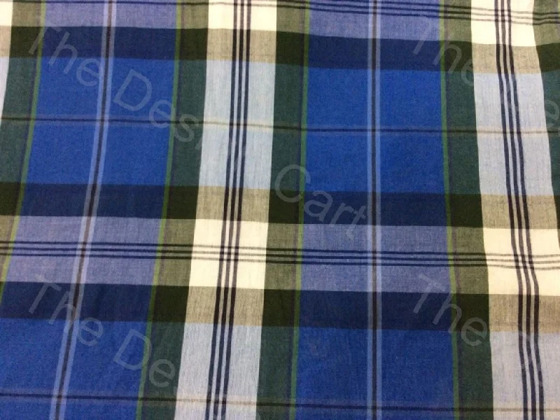 Blue Green White Check Design Mill Made Cotton Fabric Winter unclassified dresses