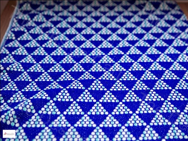 Blue White Pyramid Design Acrylic Jacquard Fabric Neutral tone unclassified dresses