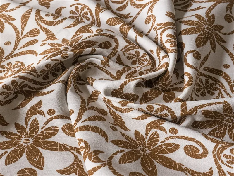 Brown Flowers Cotton Lycra Fabric Wrap unclassified dresses