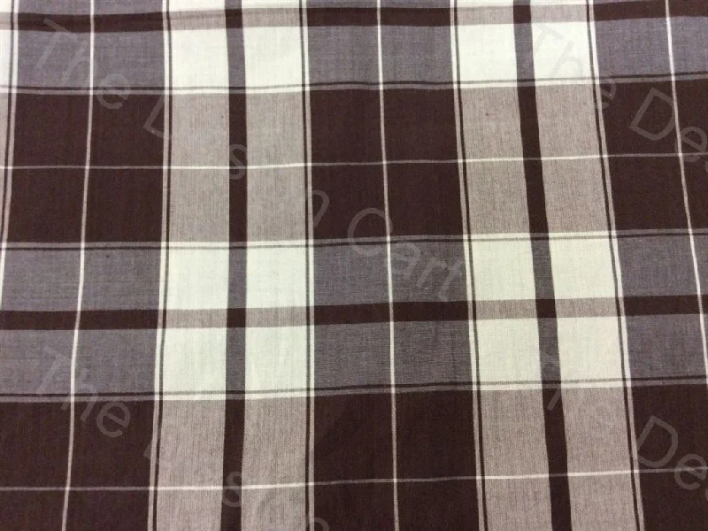 Brown White Cross Check Design Mill Made Cotton Fabric Spring unclassified dresses