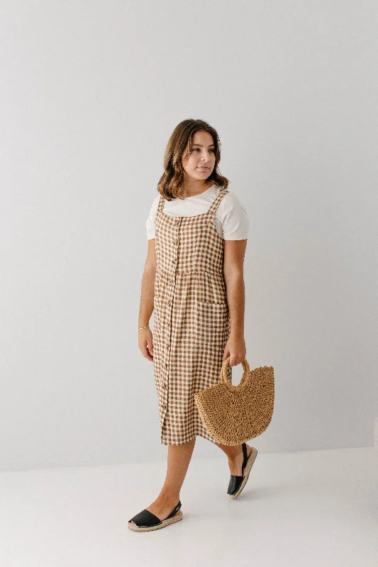 'Cora' Cotton Gingham Pinafore Dress Printed unclassified dresses