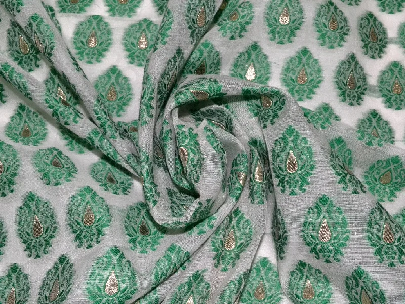 Green Motifs Chanderi Brocade Fabric Minimalist unclassified dresses