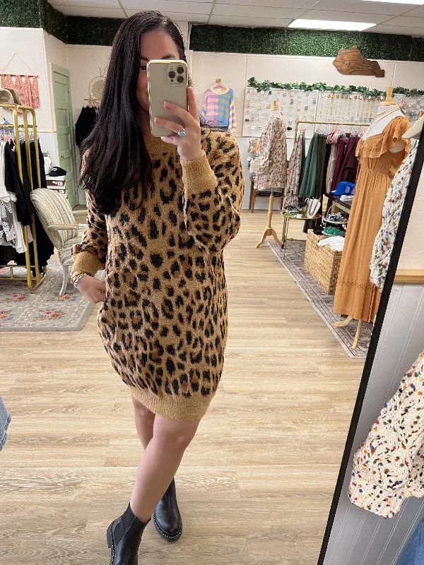 Leopard Knitted Dress Date night unclassified dresses