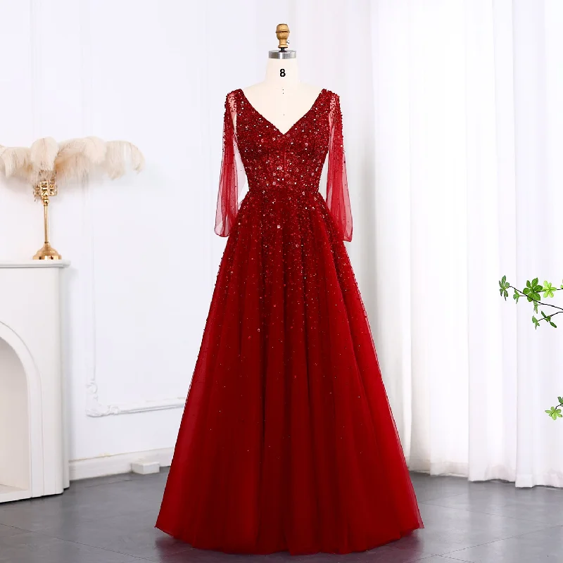 Luxury Beaded Wine Red Evening Dress SS583 Long unclassified dresses