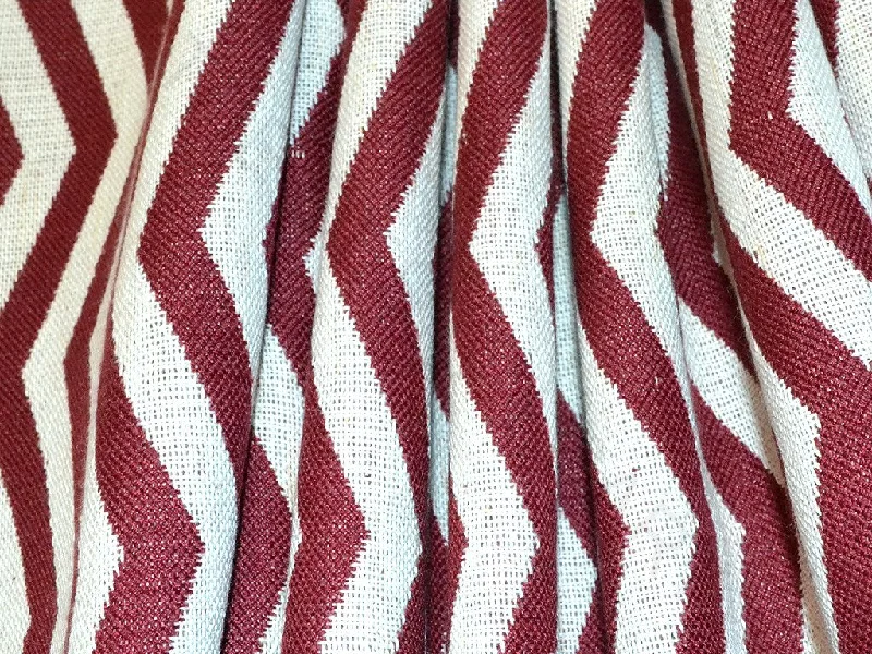 Maroon White Chevron Cotton Jacquard Fabric Trendy new unclassified dresses