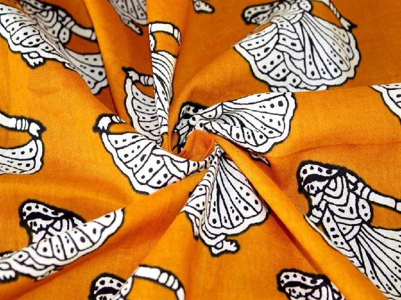 Mustard Tribal Design Pure Cotton Fabric Cocktail unclassified dresses