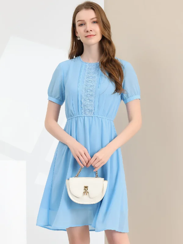 Puff Sleeve Summer Flowy Chiffon Dress Casual chic unclassified dresses