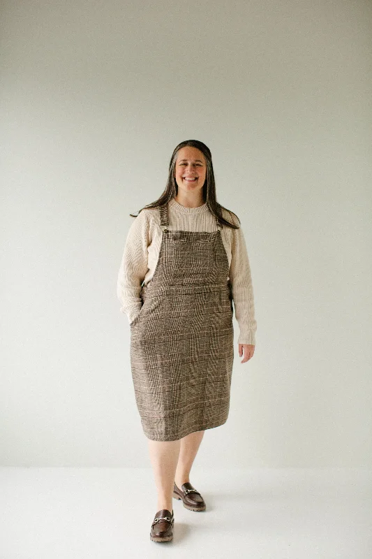 Plus 'Oaks' Plaid Overall Dress in Brown Long unclassified dresses