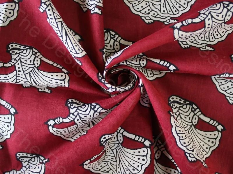 Red Tribal Design Pure Cotton Fabric Chiffon unclassified dresses