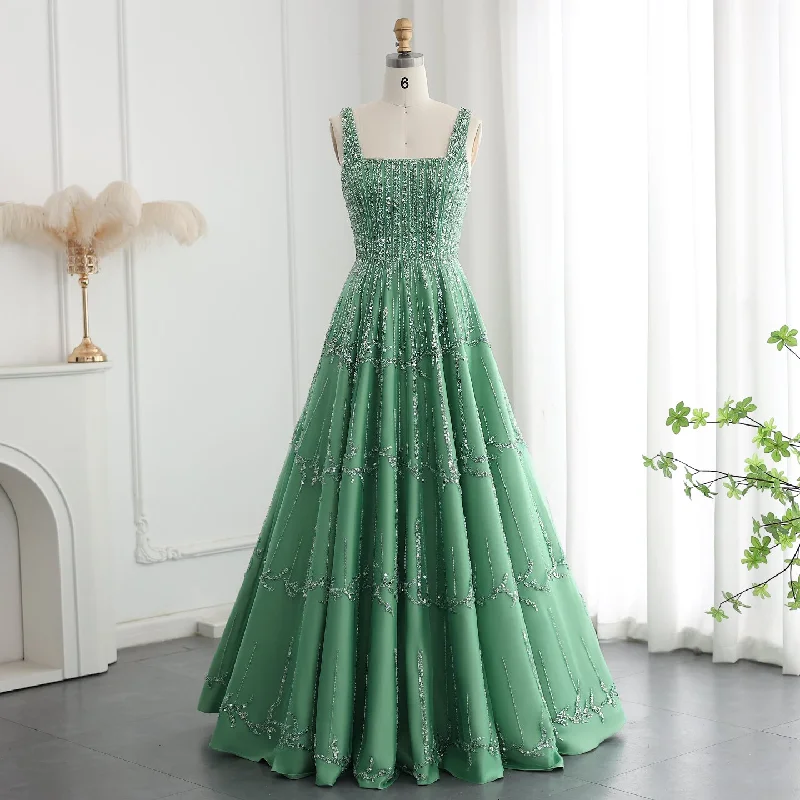 Luxury Beaded Green Spaghetti Evening Dresses SS225 Soft fabric unclassified dresses