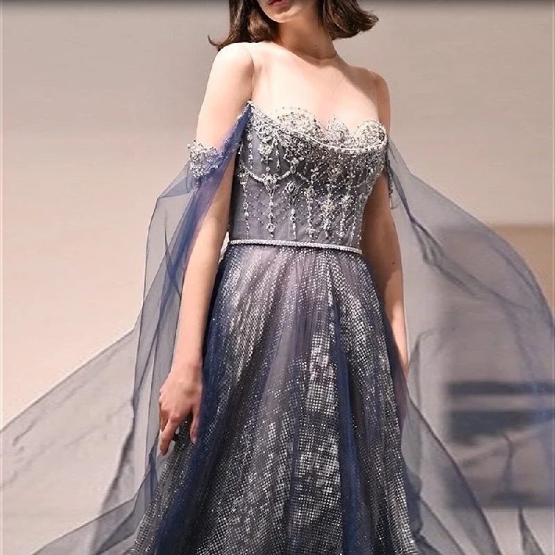 For Sale Blue Evening Dress with Cape Sleeves SS300 Engagement unclassified dresses