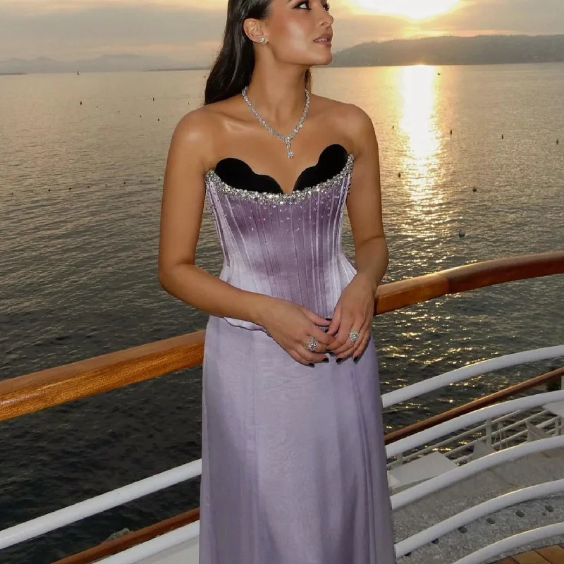 Luxury Lilac Two Pieces Strapless Evening Dress SS264 Women's unclassified dresses