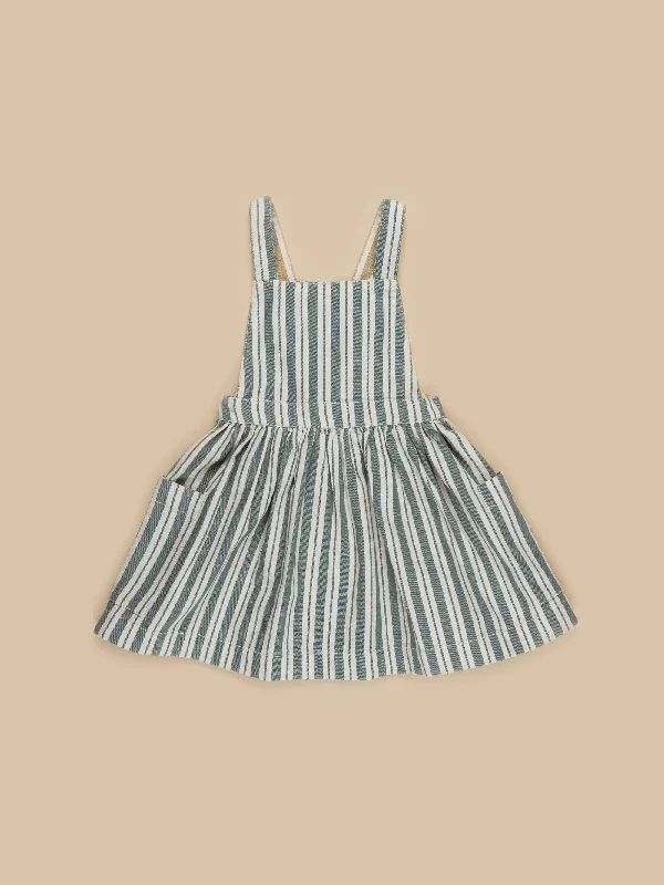 Stripe Reversible Pinafore - Light Spruce + Amber Stripe Vacation unclassified dresses