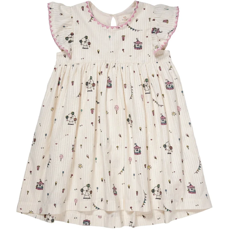 Copenhagen Colors Cream Tivoli Print Printed Dress W. Ruffle Sleeves Chiffon floral dresses