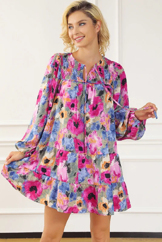 Floral Bubble Sleeve Dress Chic floral dresses